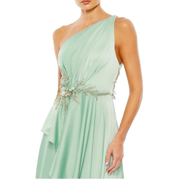 New MAC DUGGAL 11262 Sage Embellished One Shoulder Asymmetrical Gown Wm (16)$598 - Picture 3 of 16